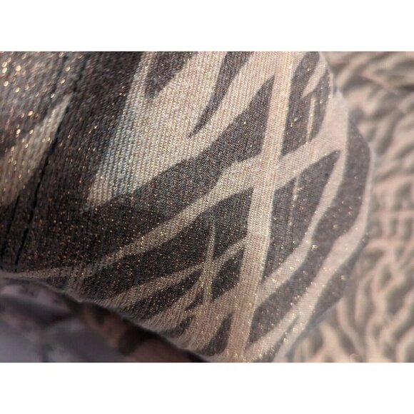 Gold Sparkle Animal Print Women's Size Medium Rush Side Balloon Sleeve Blouse - Picture 9 of 10